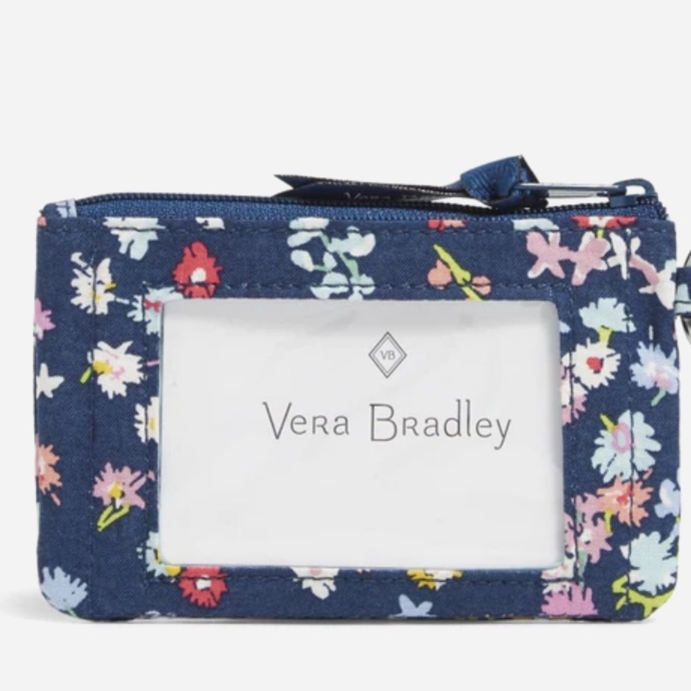 Vera Bradley Factory Style Zip ID Case Scattered Wildflowers nwt